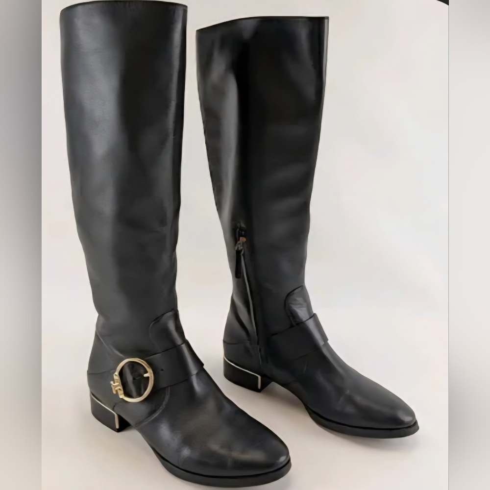 Tory Burch Black Boots with Gold Accent - Picture 3 of 5